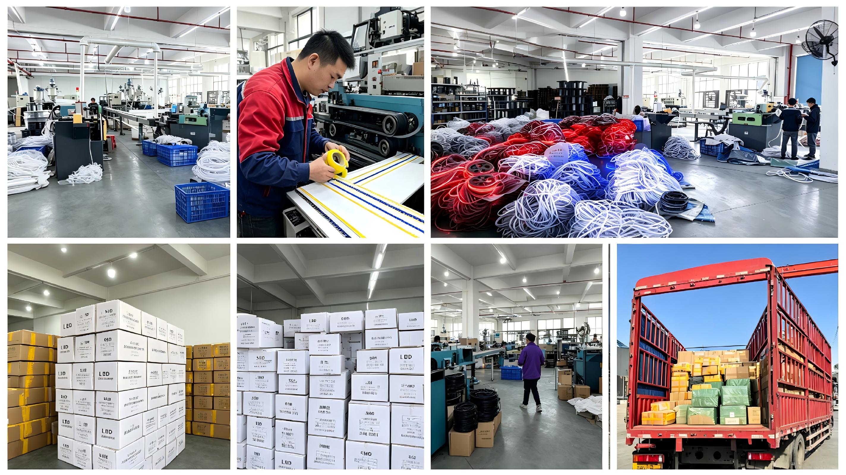 Mingyan Lighting production floor, finished LED products and shipment preparation